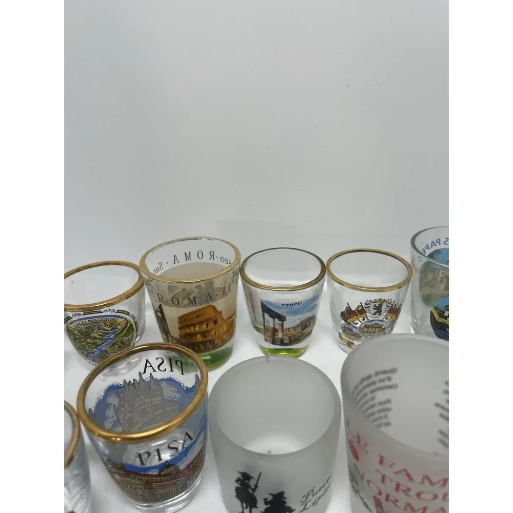 Lot of 11 VTG Gold Rim Shot Glasses/and‎ Others Europe Germany Landmark school
